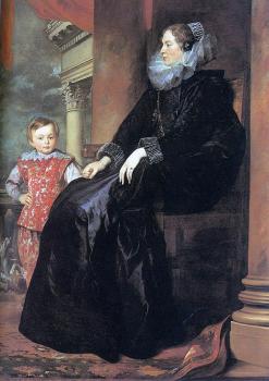 安東尼 凡 戴尅 Genoese Noblewoman with her Son